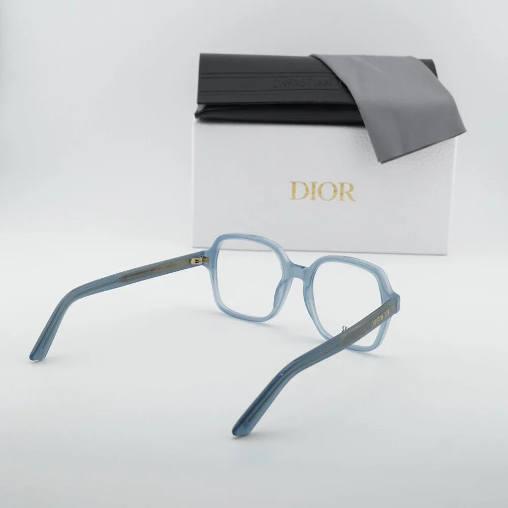 Dior DIORMIDNIGHT O S1I 8000 Square Eyeglasses - Shiny Light Blue 53mm
